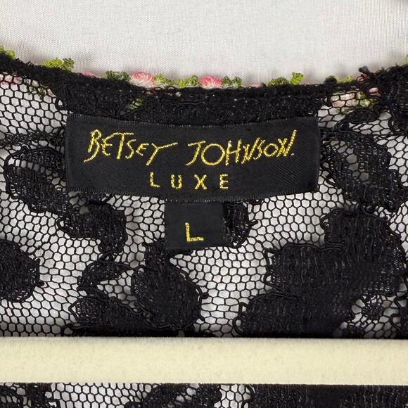 Vintage Betsey Johnson Luxe Women's Fairy Grunge Lace Bolero Top Large Black Y2K - Picture 4 of 10